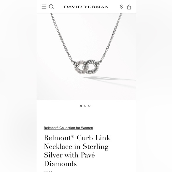 David Yurman Belmont® Curb Link Necklace in Sterling Silver with Pavé Diamonds - Picture 2 of 7